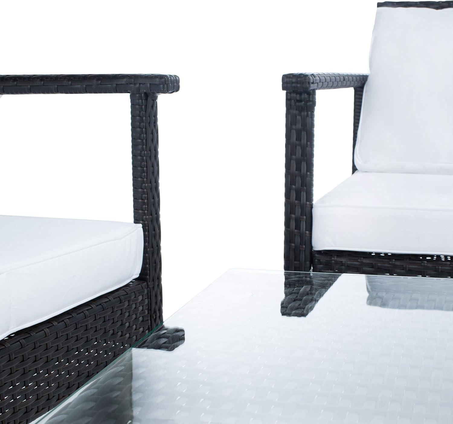 image:imageSafavieh Outdoor Collection Garnen Wicker Cushion 4Piece Living Set PAT7714D NaturalWhiteBlack White