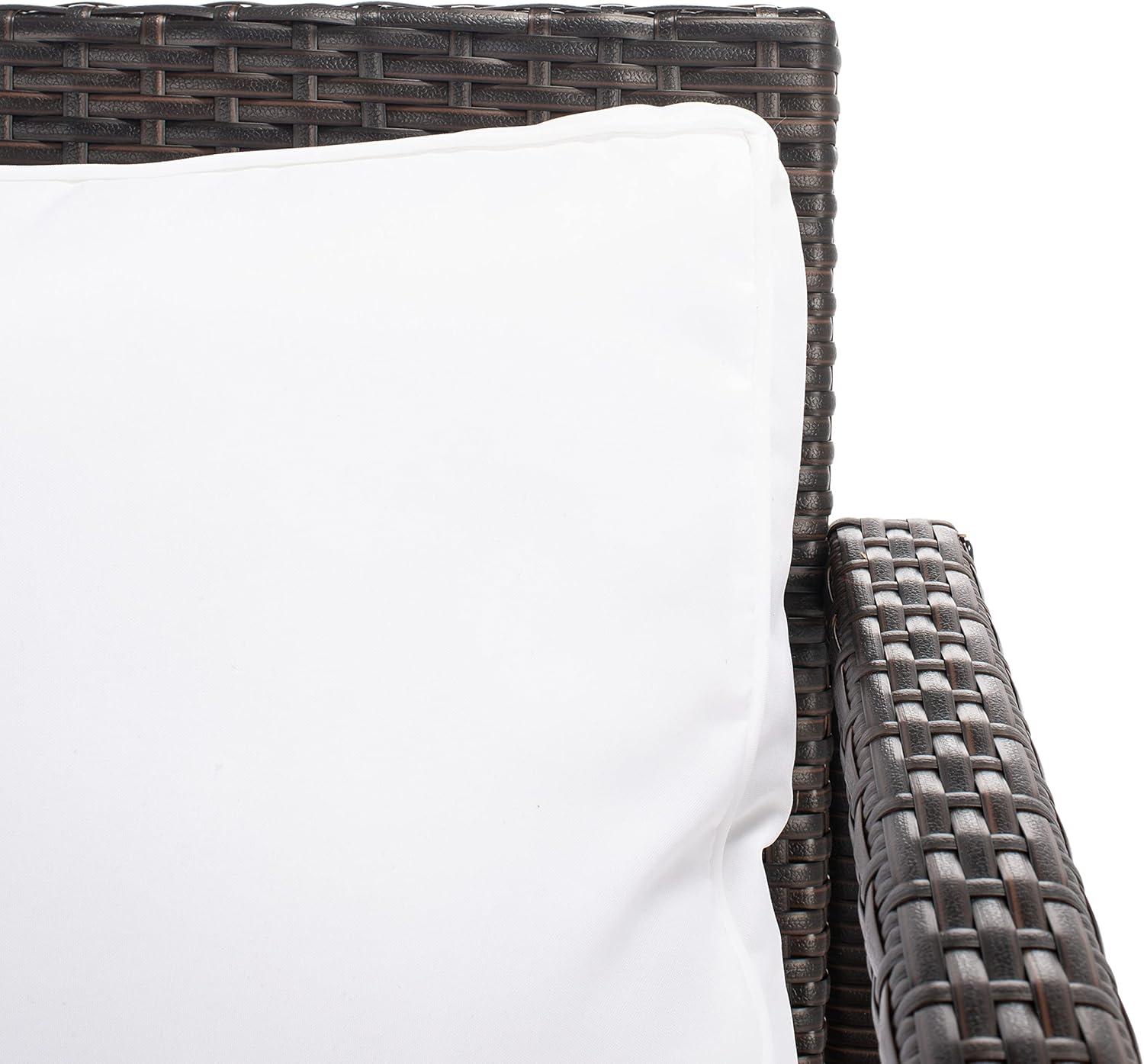 image:imageSafavieh Outdoor Collection Garnen Wicker Cushion 4Piece Living Set PAT7714D NaturalWhiteBrown White