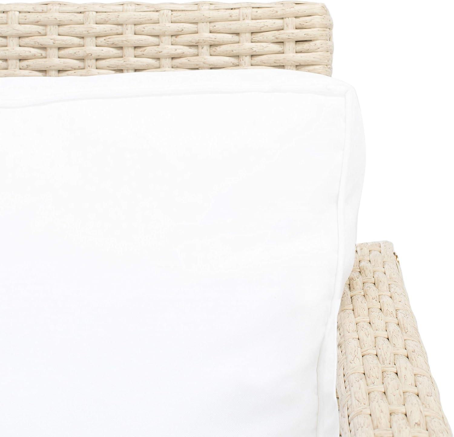 image:imageSafavieh Outdoor Collection Garnen Wicker Cushion 4Piece Living Set PAT7714D NaturalWhiteGrey White