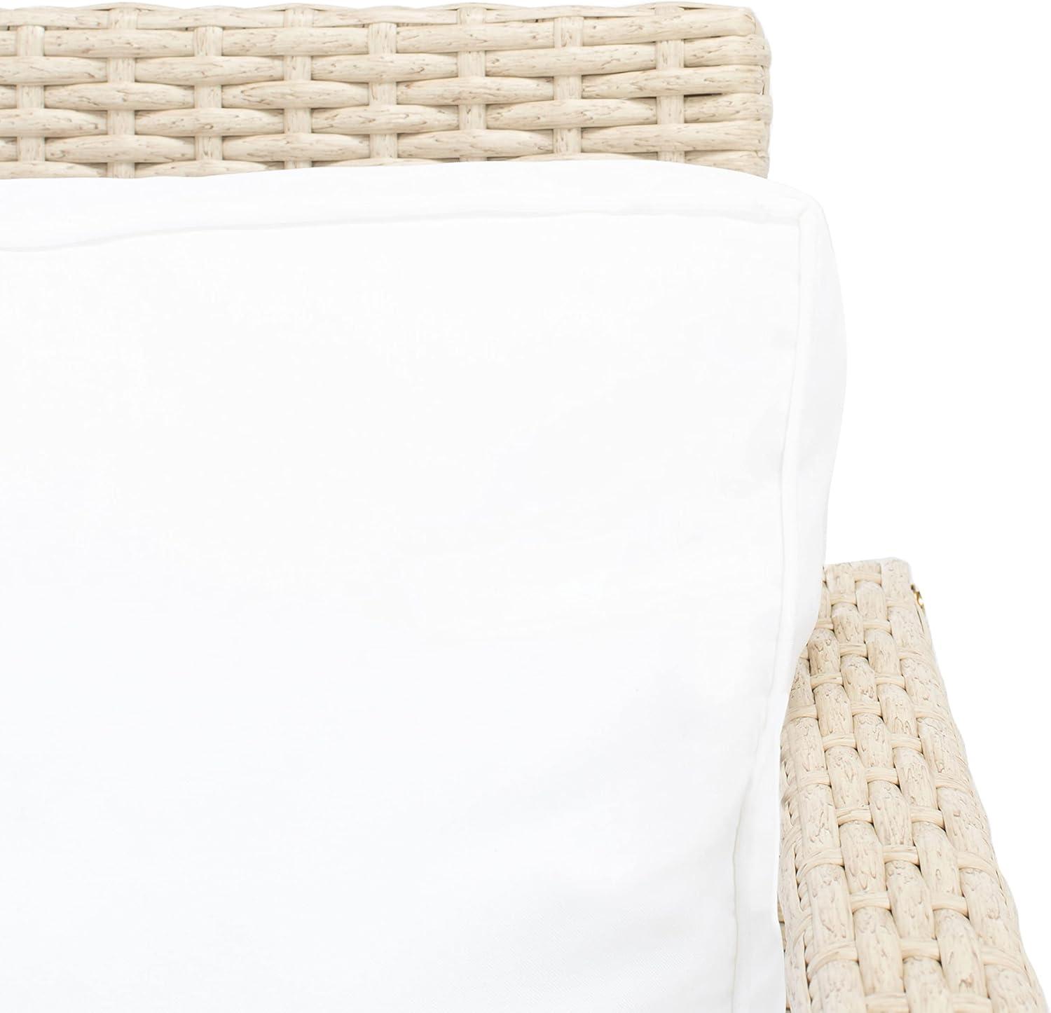 image:imageSafavieh Outdoor Collection Garnen Wicker Cushion 4Piece Living Set PAT7714D NaturalWhiteGrey White