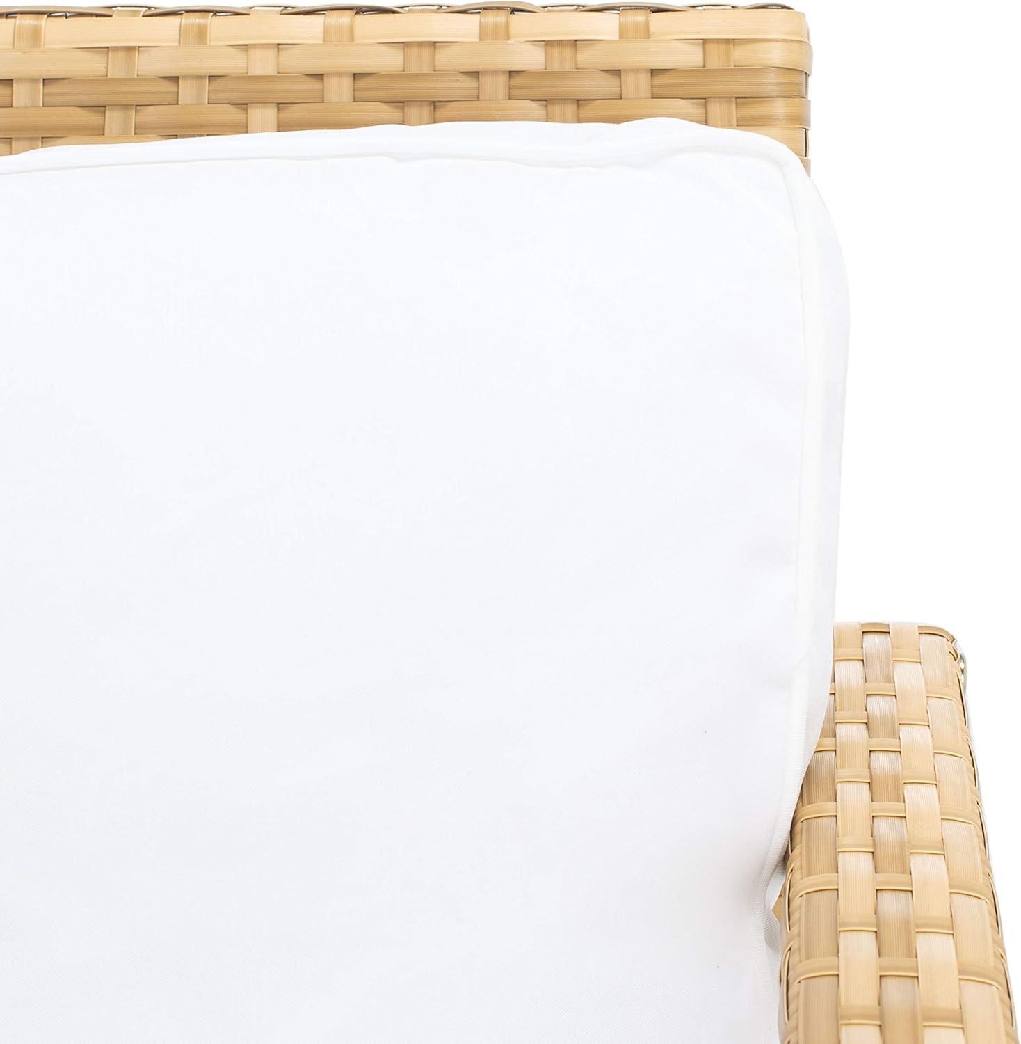 image:imageSafavieh Outdoor Collection Garnen Wicker Cushion 4Piece Living Set PAT7714D NaturalWhiteNatural White