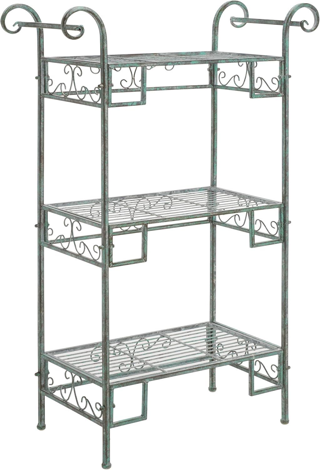 image:imageSafavieh Outdoor Collection Noreen Antique White 3 Tier ShelfAntique Dark Green