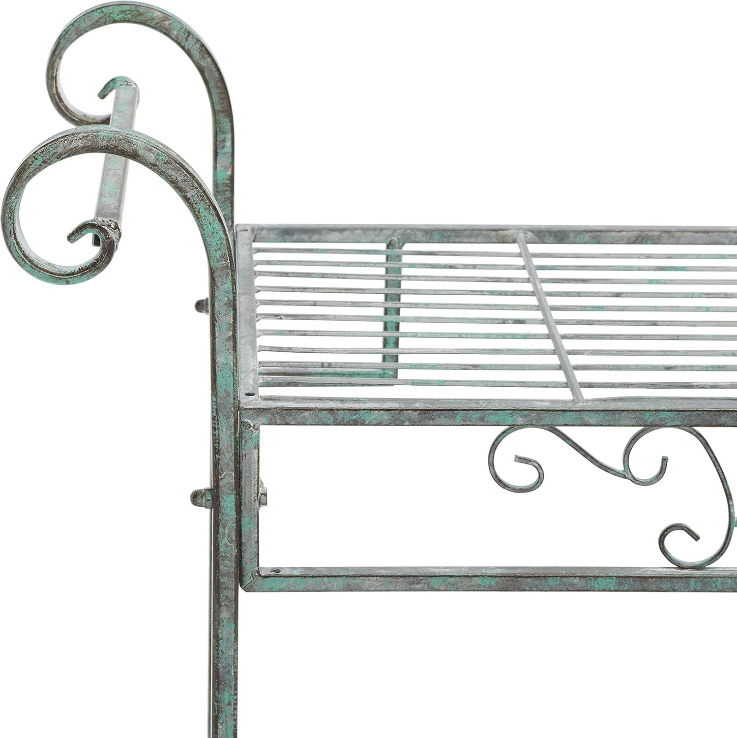 image:imageSafavieh Outdoor Collection Noreen Antique White 3 Tier ShelfAntique Dark Green