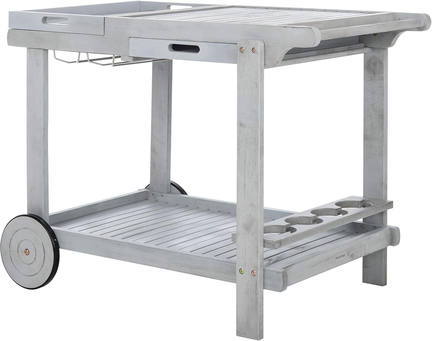image:imageSafavieh Outdoor Collection Orland Natural Wood Tea Trolley CartGrey