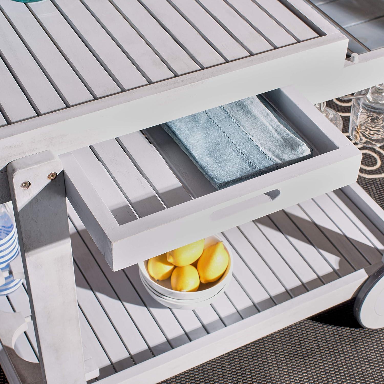 image:imageSafavieh Outdoor Collection Orland Natural Wood Tea Trolley CartGrey