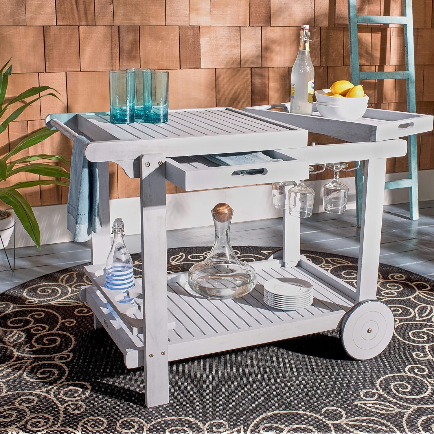 image:imageSafavieh Outdoor Collection Orland Natural Wood Tea Trolley CartGrey