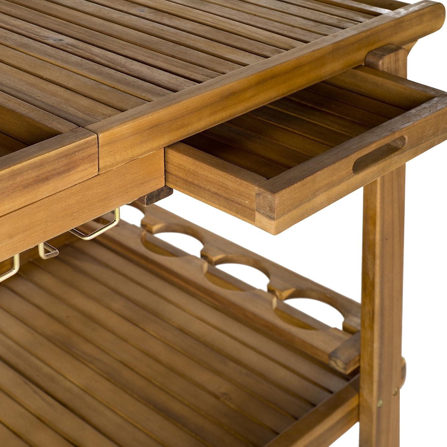 image:imageSafavieh Outdoor Collection Orland Natural Wood Tea Trolley CartNatural