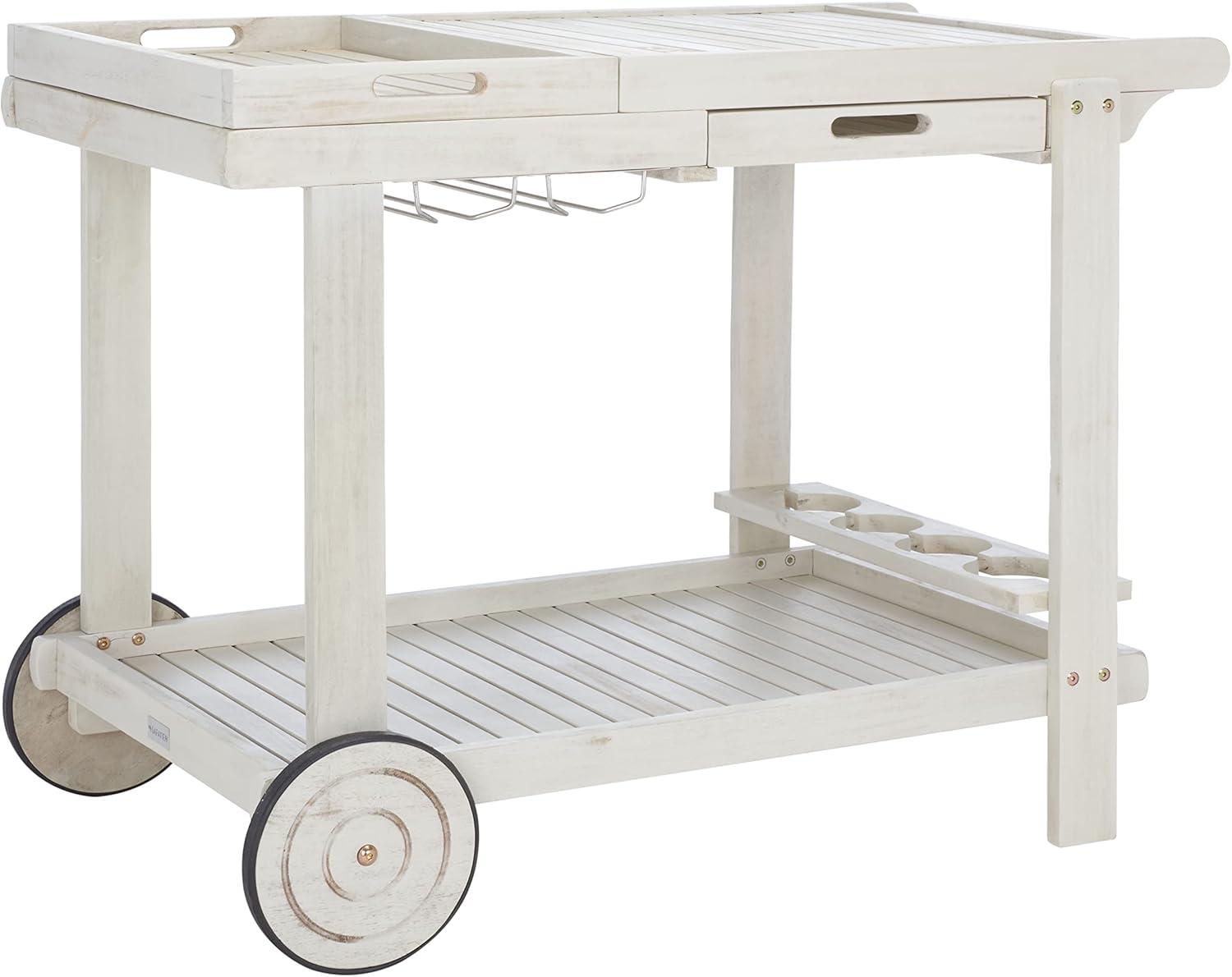 image:imageSafavieh Outdoor Collection Orland Natural Wood Tea Trolley CartWhite