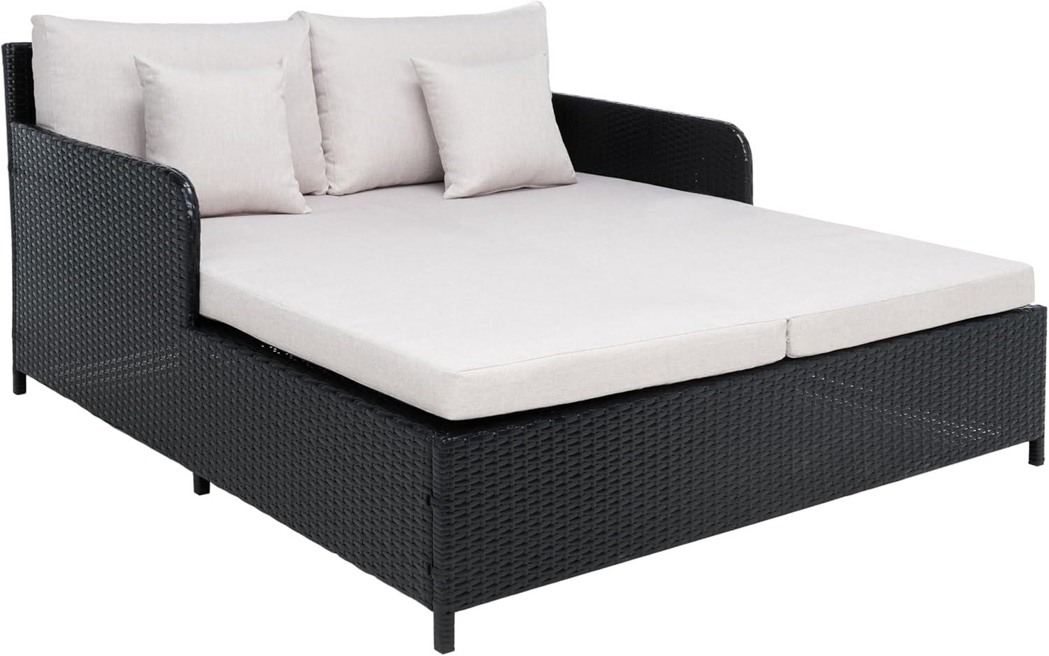 image:imageSafavieh Outdoor Collection PAT7500 Daybed BlackLight GreyBlackLight Grey