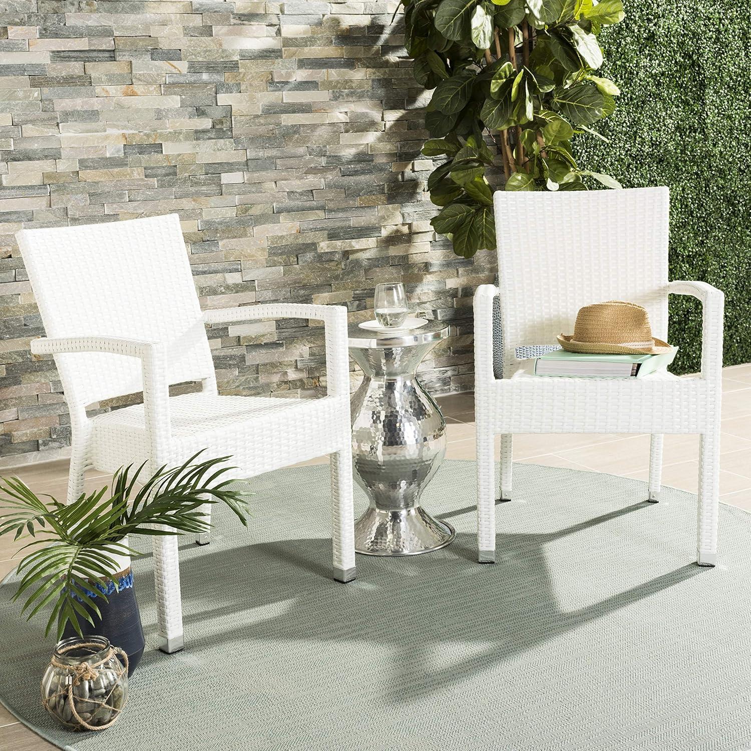 image:imageSafavieh Outdoor Living Collection Kelda Wicker Arm ChairsWhite