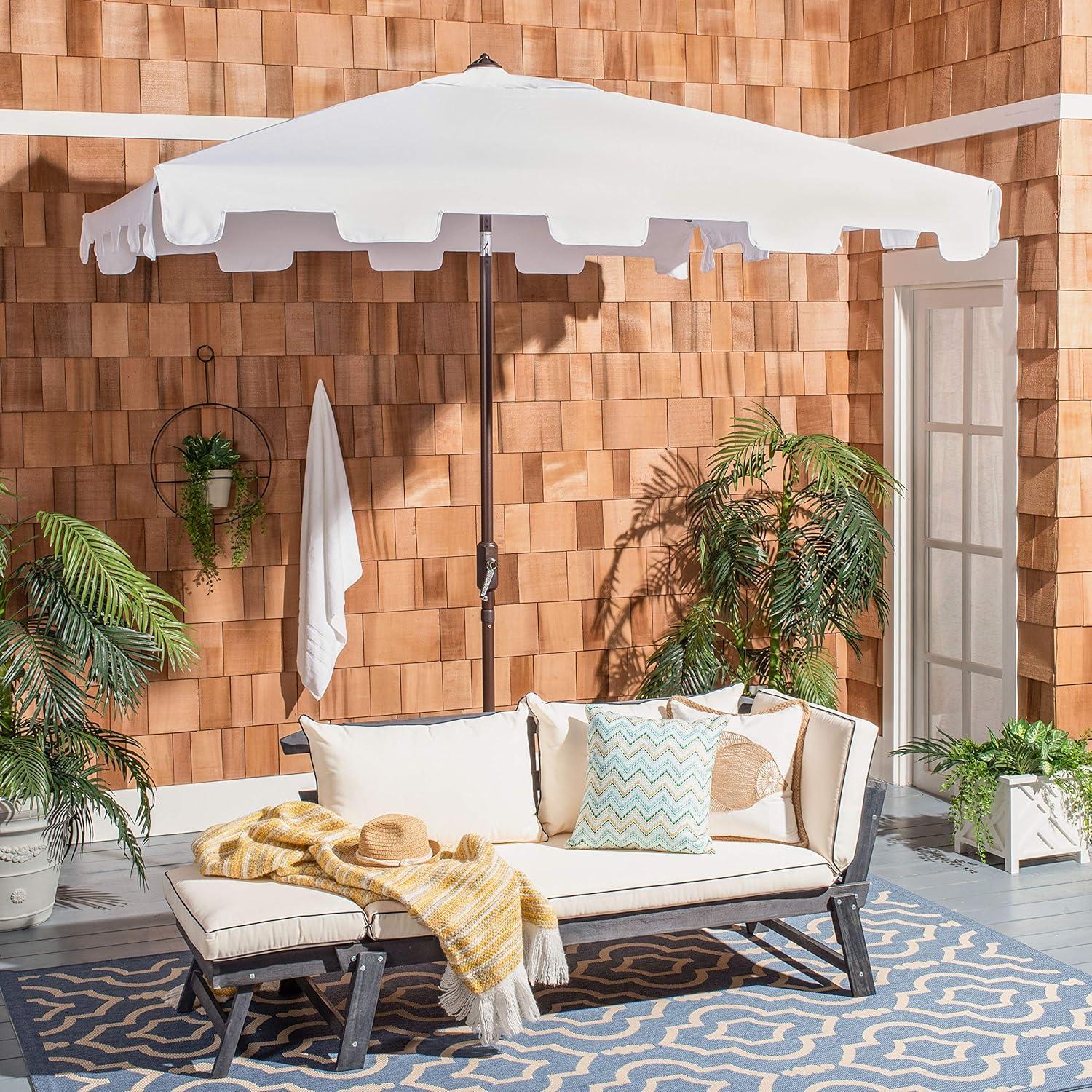 image:imageSafavieh Outdoor Zimmerman White 76 Square Market UV Protected UmbrellaWhite