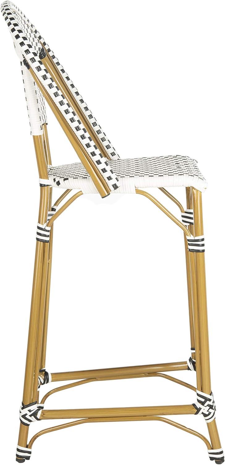 image:imageSafavieh PAT4038C Outdoor Collection Zaid White Stackable 30inch Bar StoolBlackWhite