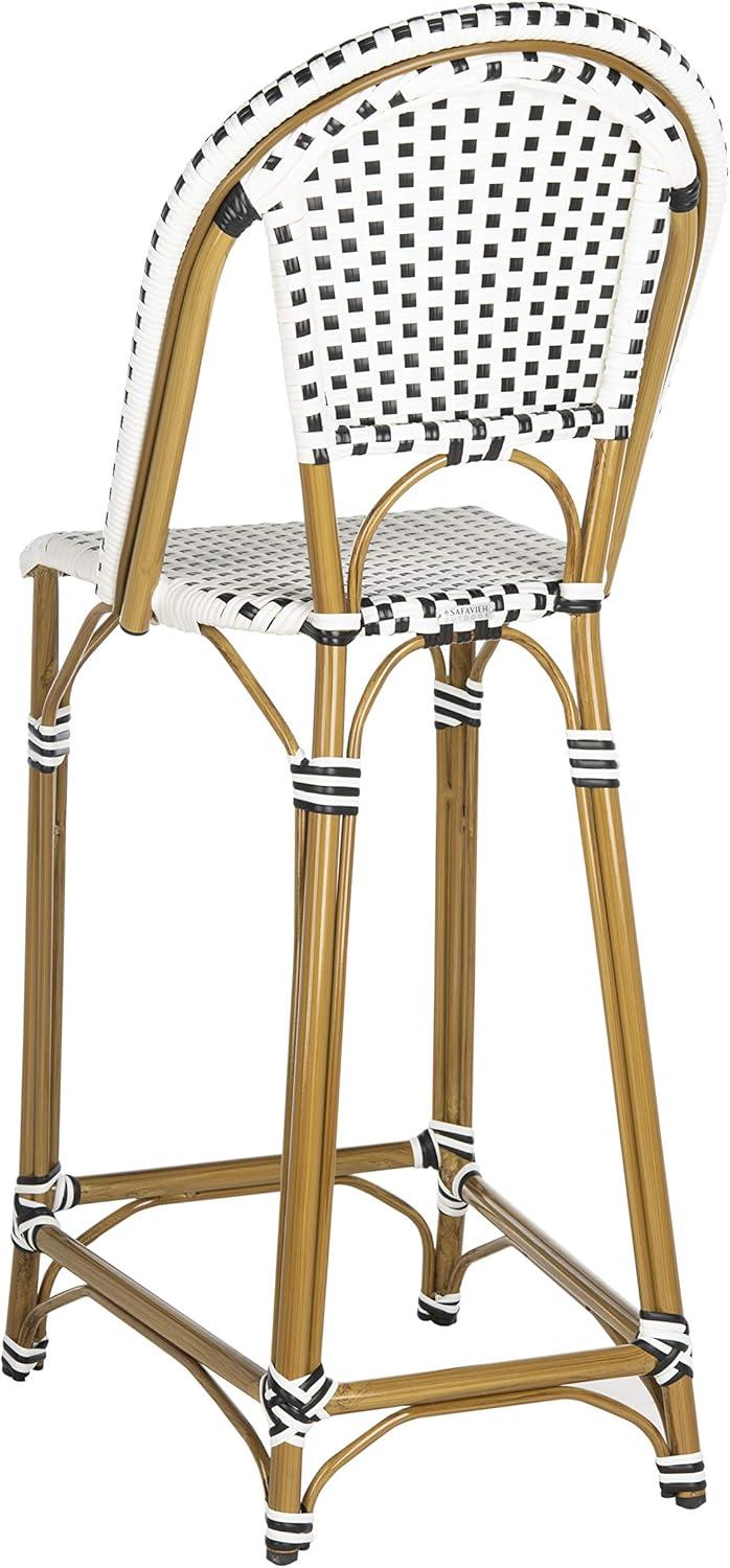 image:imageSafavieh PAT4038C Outdoor Collection Zaid White Stackable 30inch Bar StoolBlackWhite