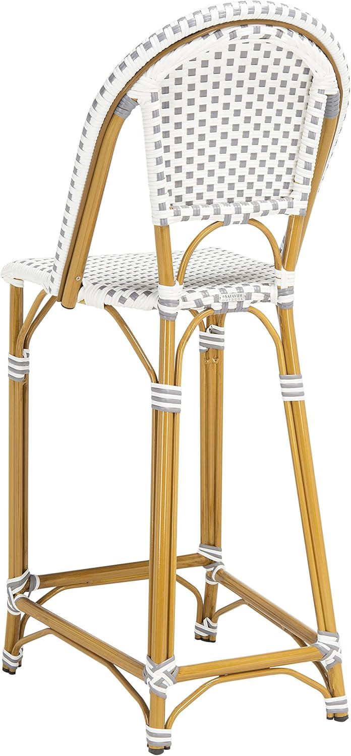 image:imageSafavieh PAT4038C Outdoor Collection Zaid White Stackable 30inch Bar StoolGrey White