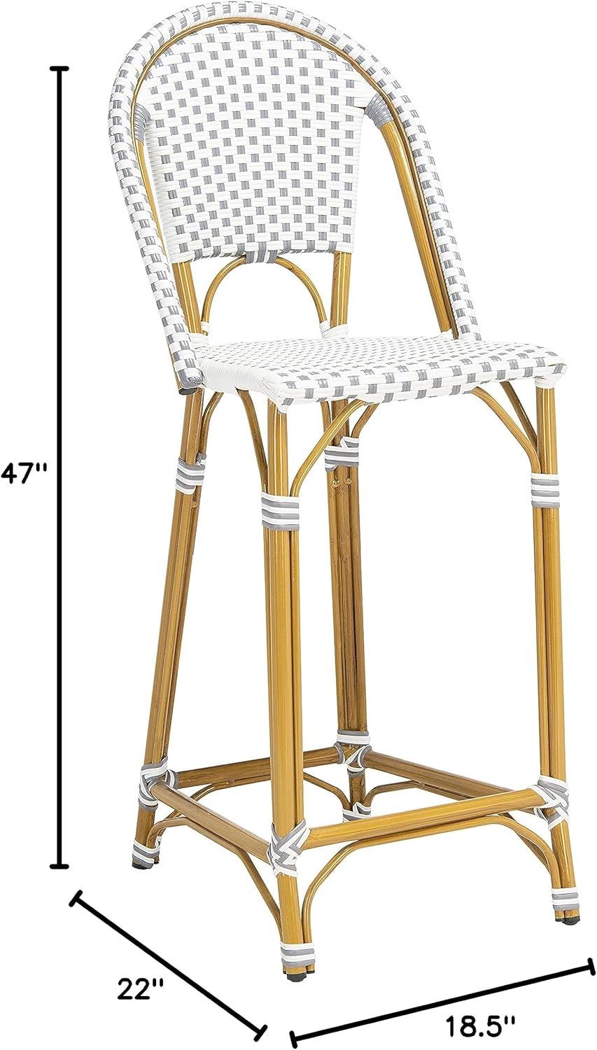 image:imageSafavieh PAT4038C Outdoor Collection Zaid White Stackable 30inch Bar StoolGrey White