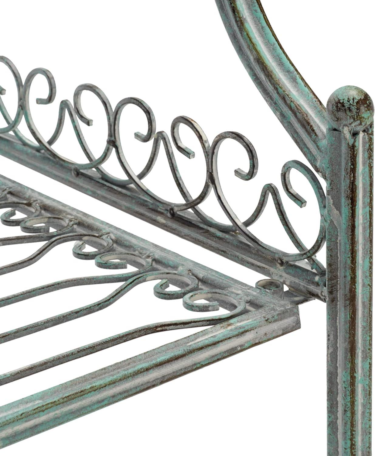 image:imageSafavieh PAT5014A Collection Amaris Rusty Orange Wrought Iron 4 Tier Outdoor Bakers Rack ShelveAntique Dark Green