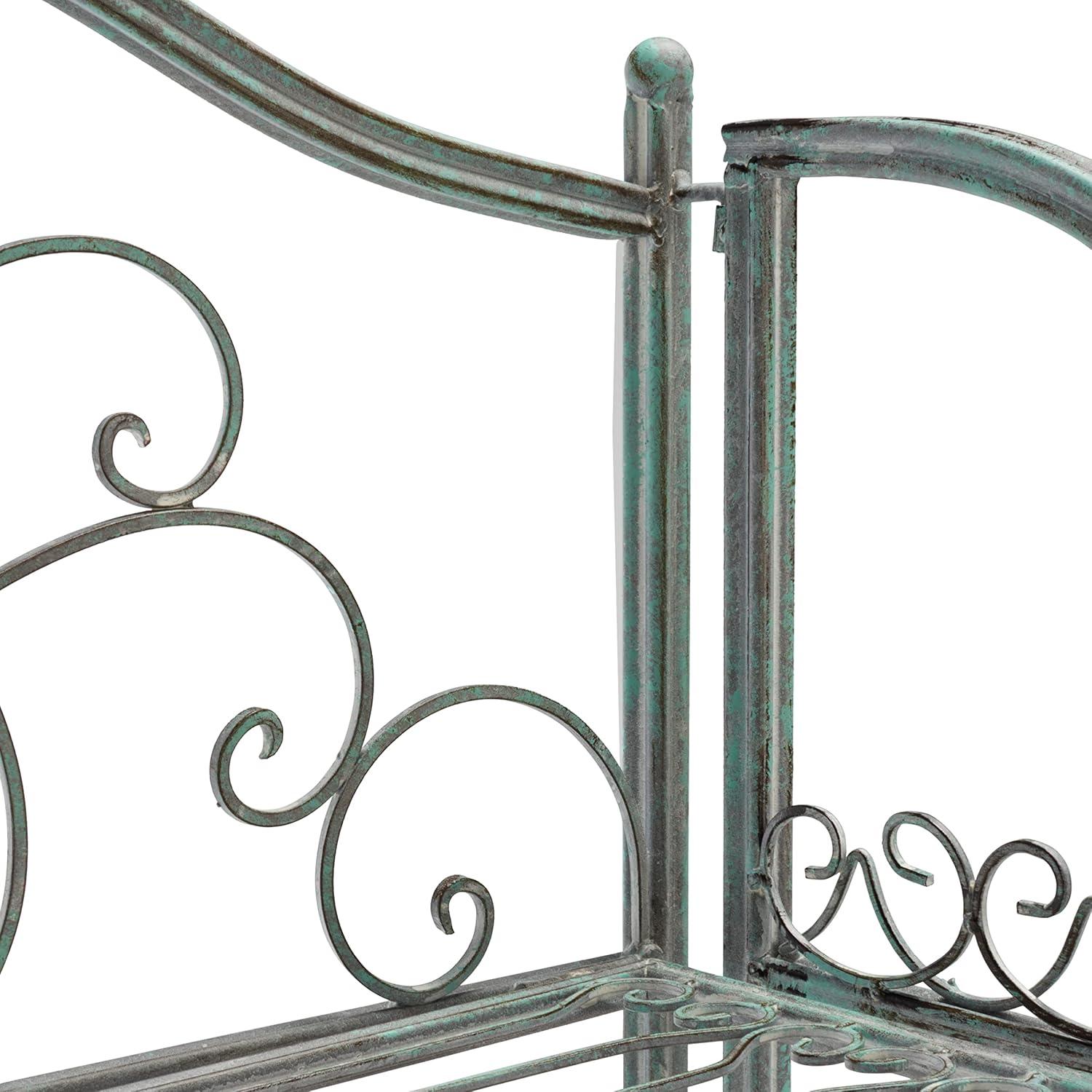 image:imageSafavieh PAT5014A Collection Amaris Rusty Orange Wrought Iron 4 Tier Outdoor Bakers Rack ShelveAntique Dark Green