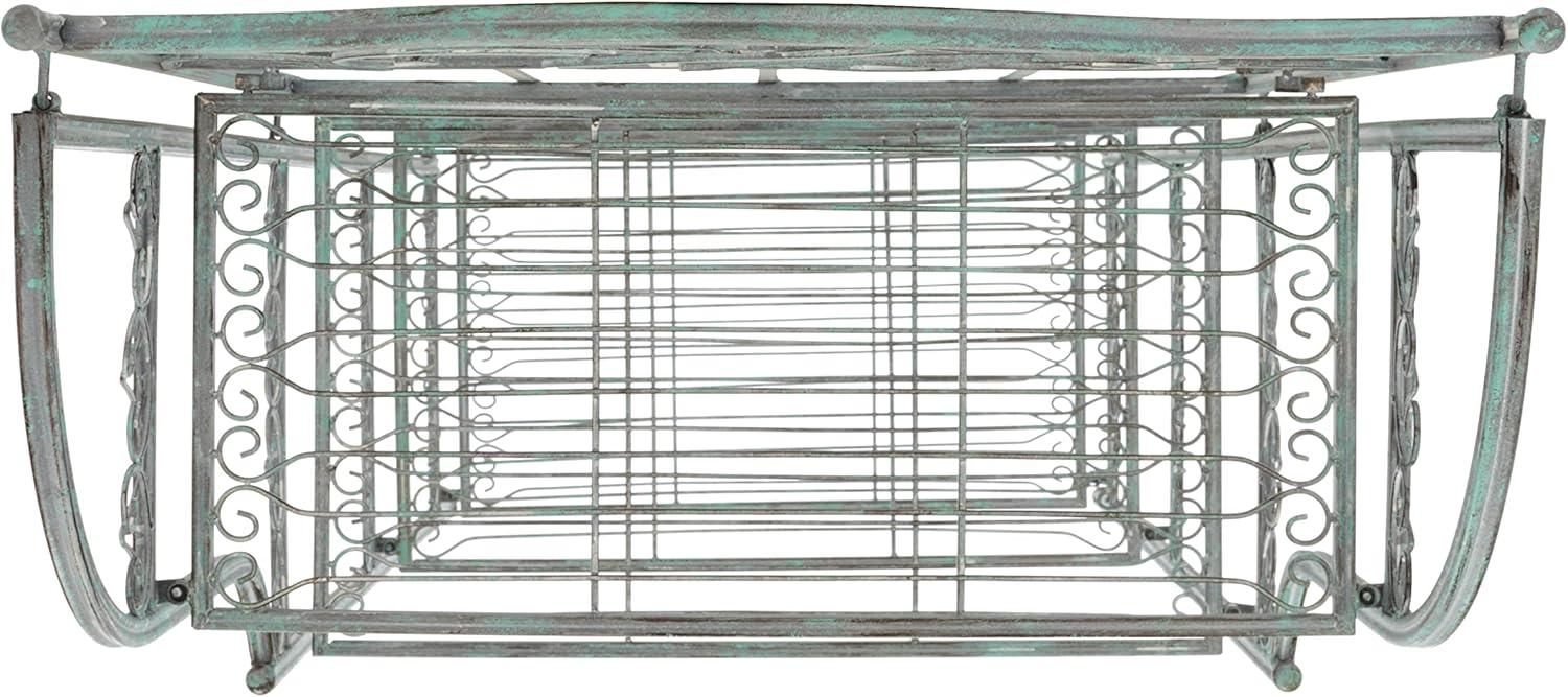 image:imageSafavieh PAT5014A Collection Amaris Rusty Orange Wrought Iron 4 Tier Outdoor Bakers Rack ShelveAntique Dark Green