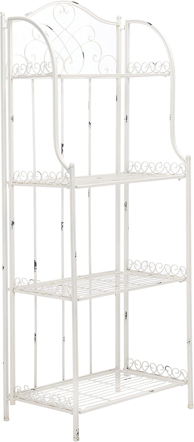 image:imageSafavieh PAT5014A Collection Amaris Rusty Orange Wrought Iron 4 Tier Outdoor Bakers Rack ShelveAntique White