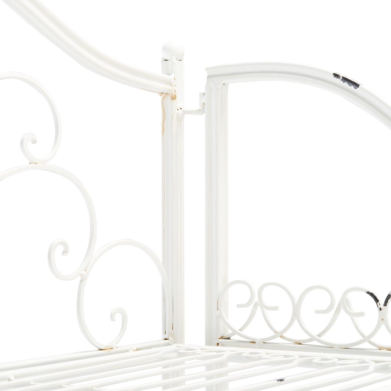 image:imageSafavieh PAT5014A Collection Amaris Rusty Orange Wrought Iron 4 Tier Outdoor Bakers Rack ShelveAntique White