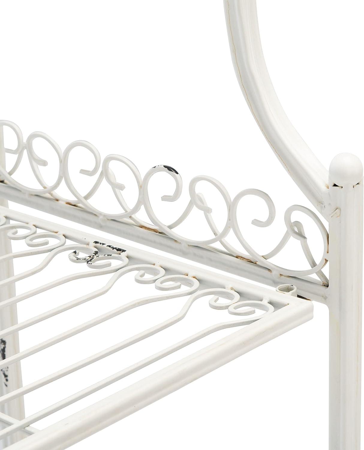 image:imageSafavieh PAT5014A Collection Amaris Rusty Orange Wrought Iron 4 Tier Outdoor Bakers Rack ShelveAntique White