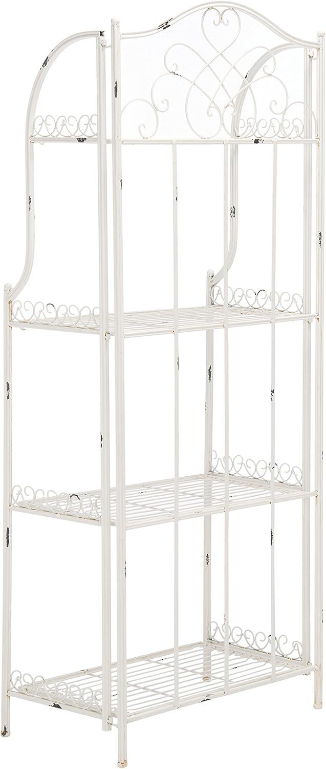 image:imageSafavieh PAT5014A Collection Amaris Rusty Orange Wrought Iron 4 Tier Outdoor Bakers Rack ShelveAntique White