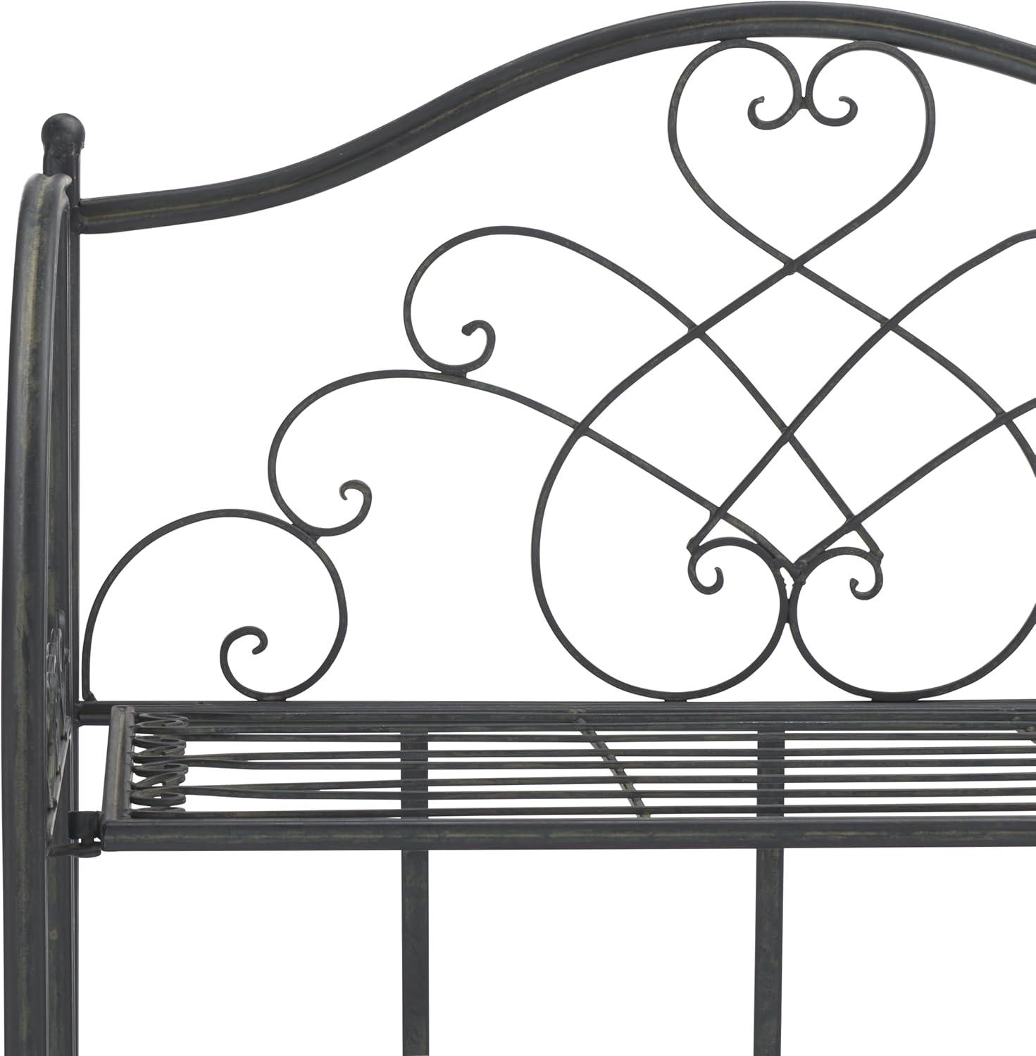 image:imageSafavieh PAT5014A Collection Amaris Rusty Orange Wrought Iron 4 Tier Outdoor Bakers Rack ShelveBlack