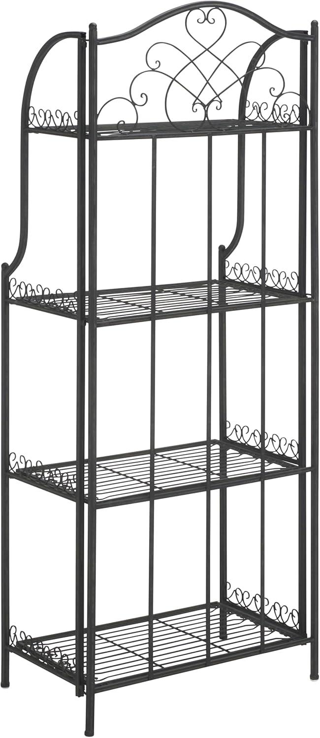 image:imageSafavieh PAT5014A Collection Amaris Rusty Orange Wrought Iron 4 Tier Outdoor Bakers Rack ShelveBlack