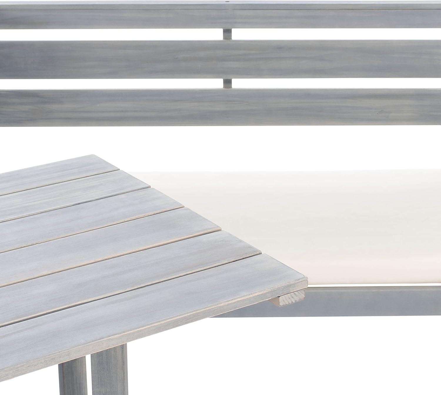 image:imageSafavieh PAT6754A Collection Wilton Teak and Navy Balcony Corner Lounge Outdoor SetAsh Grey White