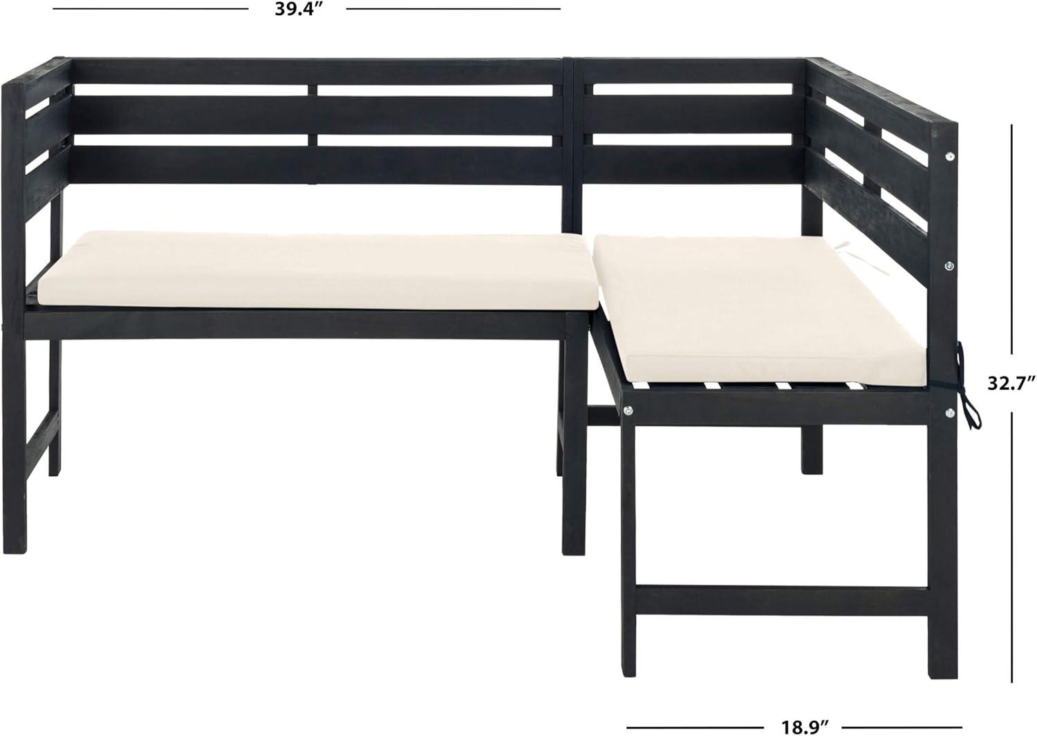 image:imageSafavieh PAT6754A Collection Wilton Teak and Navy Balcony Corner Lounge Outdoor SetDark Slate Gray Beige