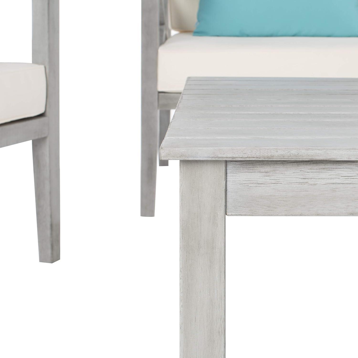image:imageSafavieh PAT7031A Collection Nunzio Teak and White and Navy 4 Pc Accent Pillows Outdoor SetGrey Beige Solid Pillow