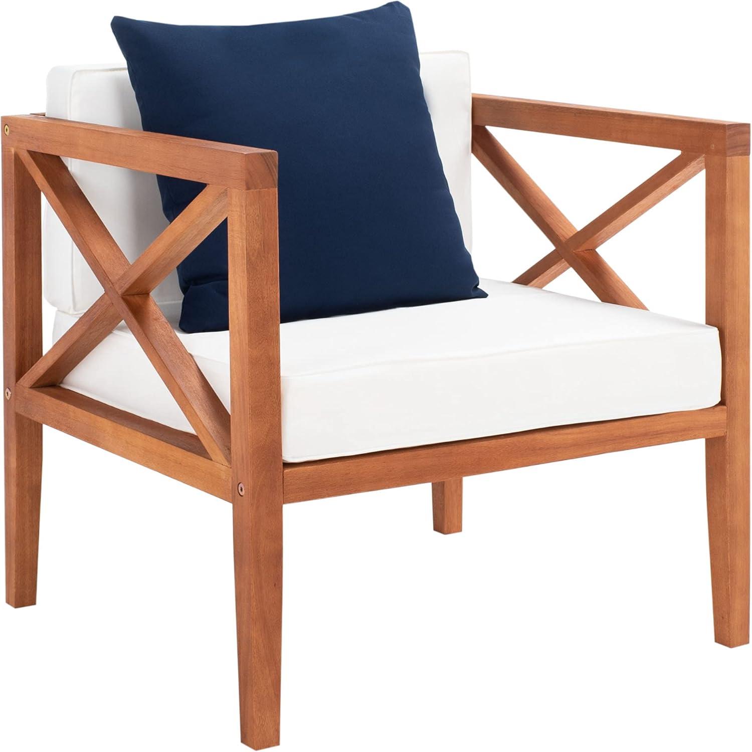 image:imageSafavieh PAT7031A Collection Nunzio Teak and White and Navy 4 Pc Accent Pillows Outdoor SetNatural Beige Solid Pillow