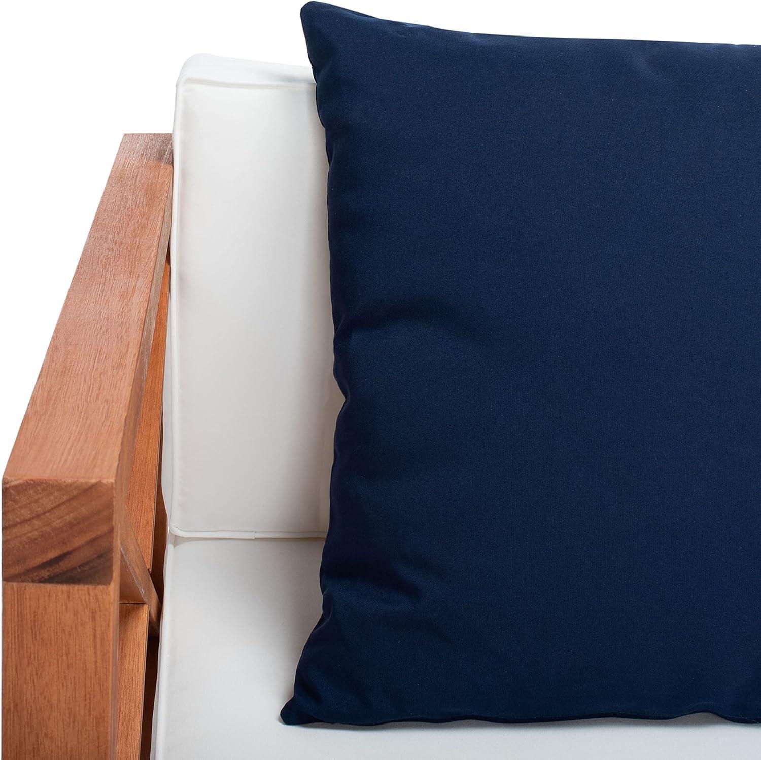 image:imageSafavieh PAT7031A Collection Nunzio Teak and White and Navy 4 Pc Accent Pillows Outdoor SetNatural Beige Solid Pillow