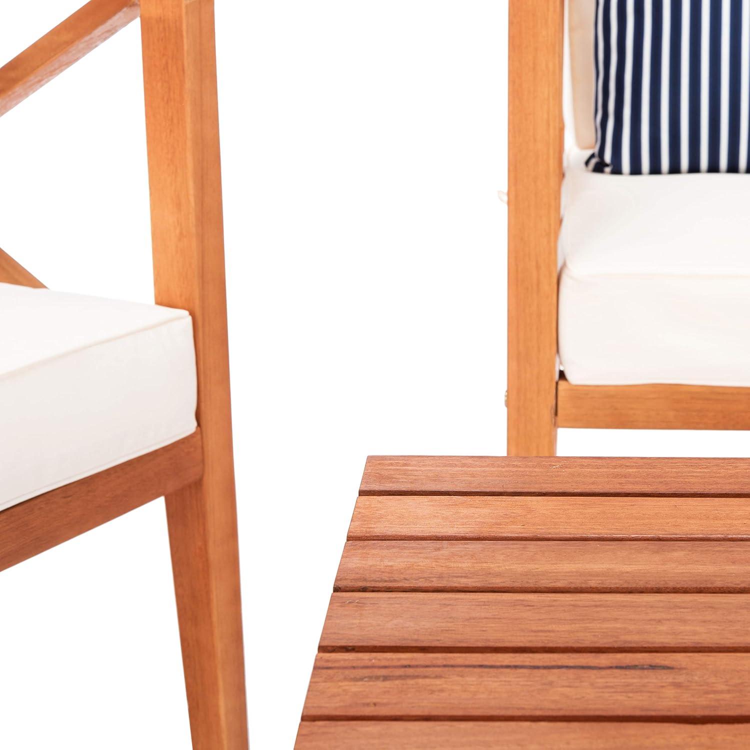 image:imageSafavieh PAT7031A Collection Nunzio Teak and White and Navy 4 Pc Accent Pillows Outdoor SetNatural Beige Thin Stripe P