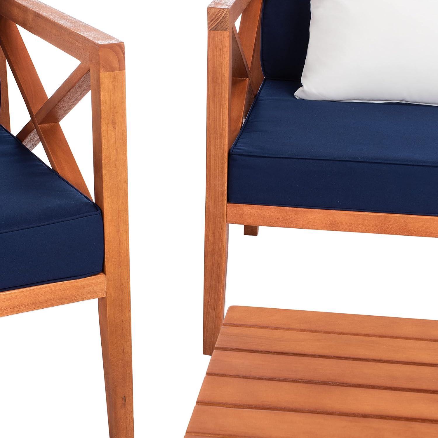 image:imageSafavieh PAT7031A Collection Nunzio Teak and White and Navy 4 Pc Accent Pillows Outdoor SetNatural Navy Solid Pillow