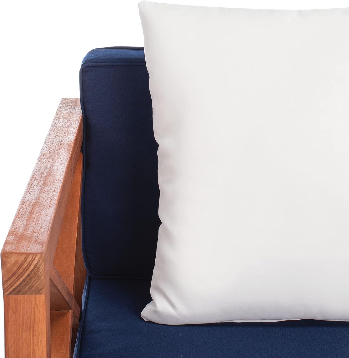 image:imageSafavieh PAT7031A Collection Nunzio Teak and White and Navy 4 Pc Accent Pillows Outdoor SetNatural Navy Solid Pillow
