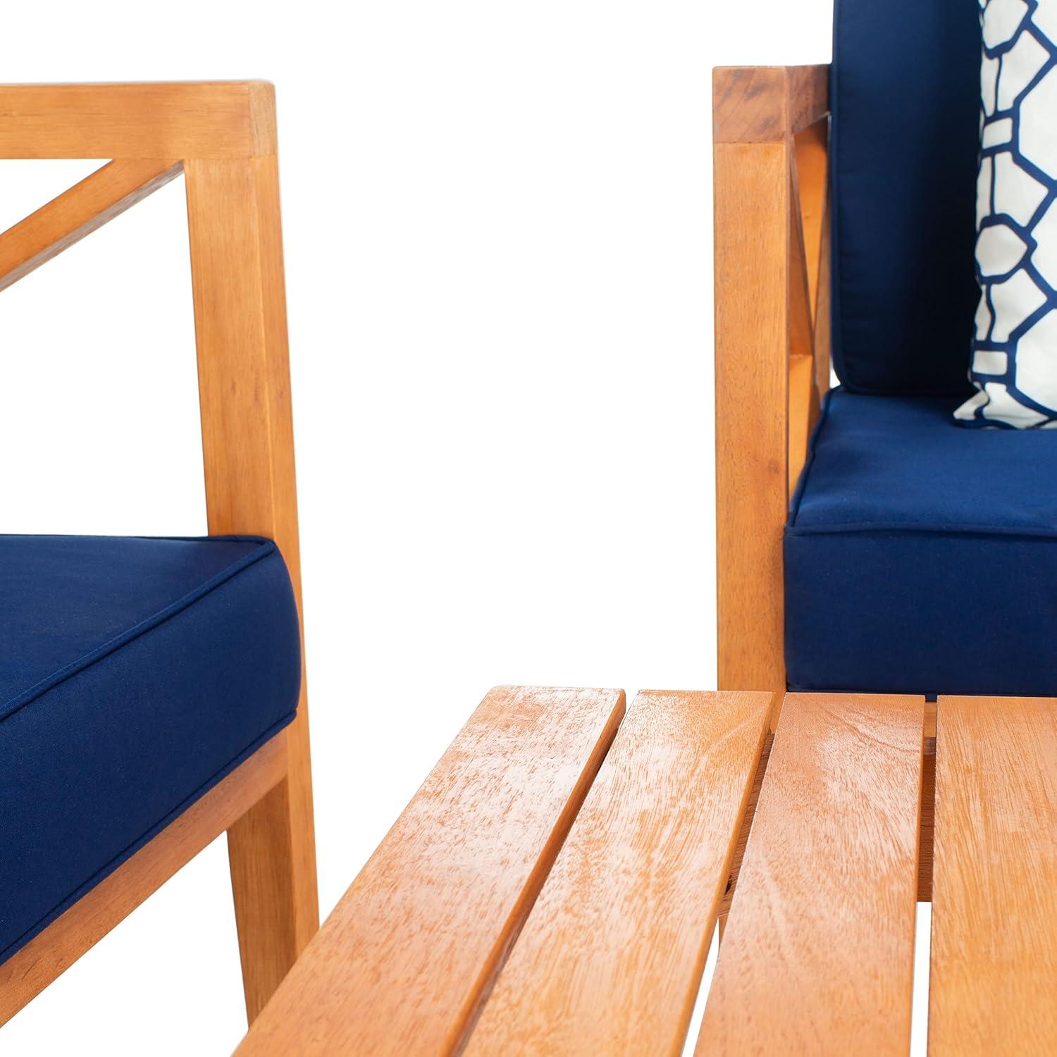 image:imageSafavieh PAT7031A Collection Nunzio Teak and White and Navy 4 Pc Accent Pillows Outdoor SetNatural Navy Trellis P