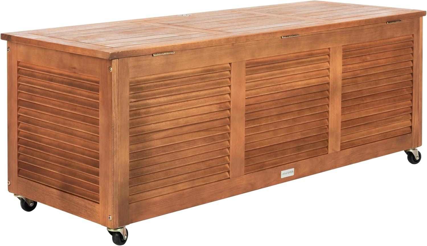 image:imageSafavieh PAT7038A Outdoor Collection Elina Teak 472 Cushion Deck BoxNatural