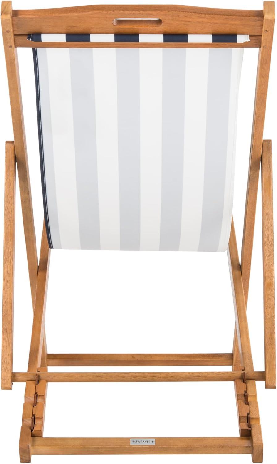 image:imageSafavieh PAT7040A SET2 Outdoor Collection Loren TeakNatural Navy Stripe