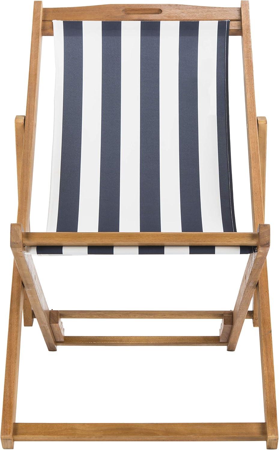 image:imageSafavieh PAT7040A SET2 Outdoor Collection Loren TeakNatural Navy Stripe