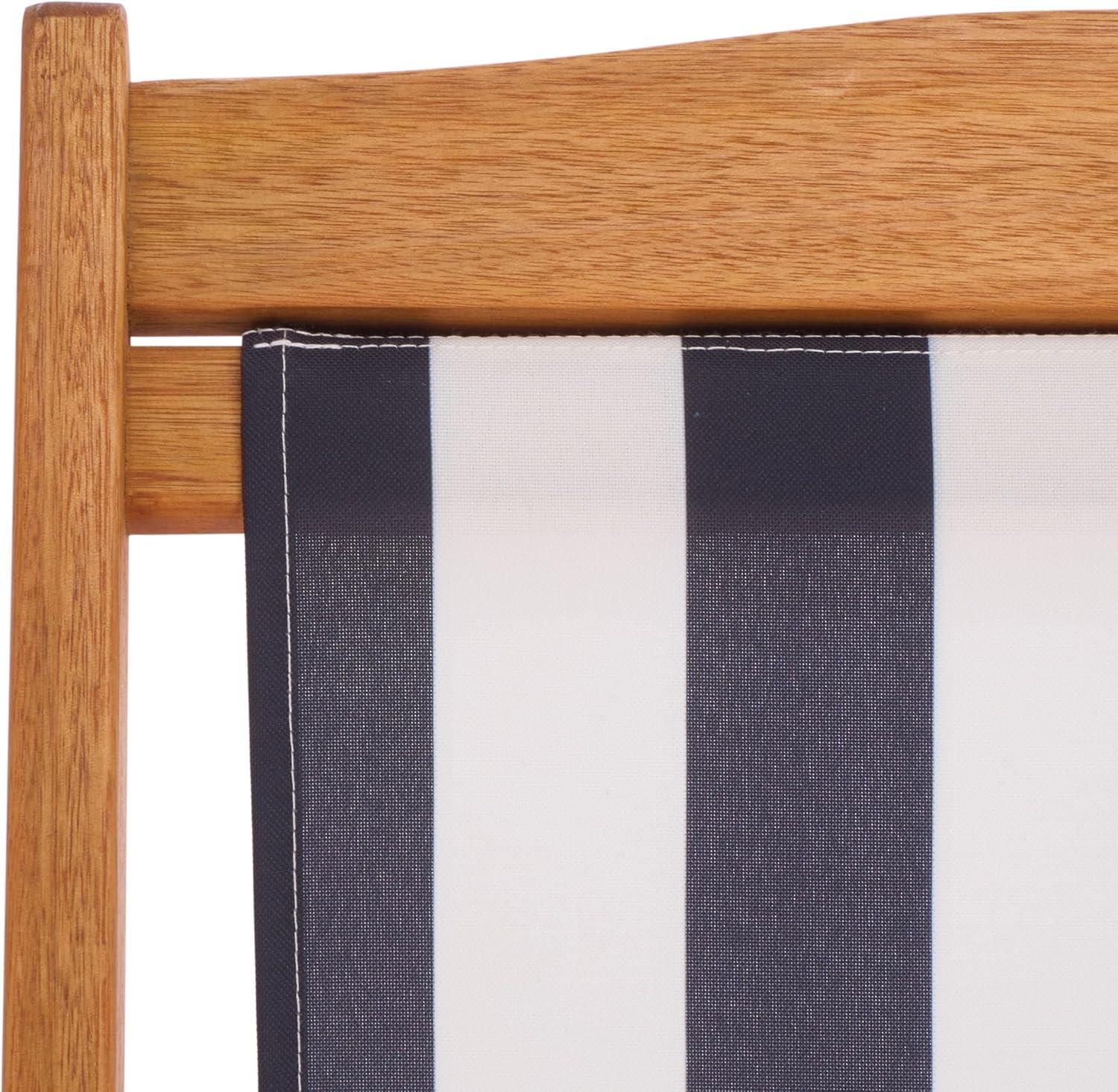 image:imageSafavieh PAT7040A SET2 Outdoor Collection Loren TeakNaturalThin Navy Strip