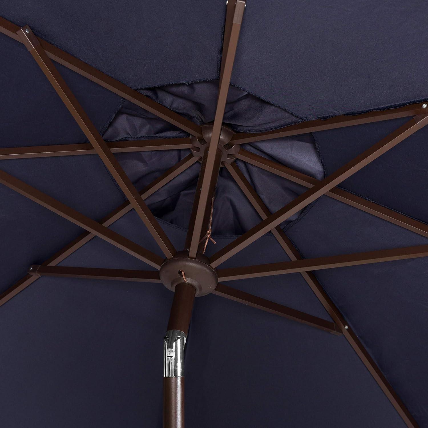 image:imageSafavieh PAT8008A Collection Milan Fringe Navy and White 9Ft Crank Outdoor Push Button Tilt UmbrellaNavyWhite