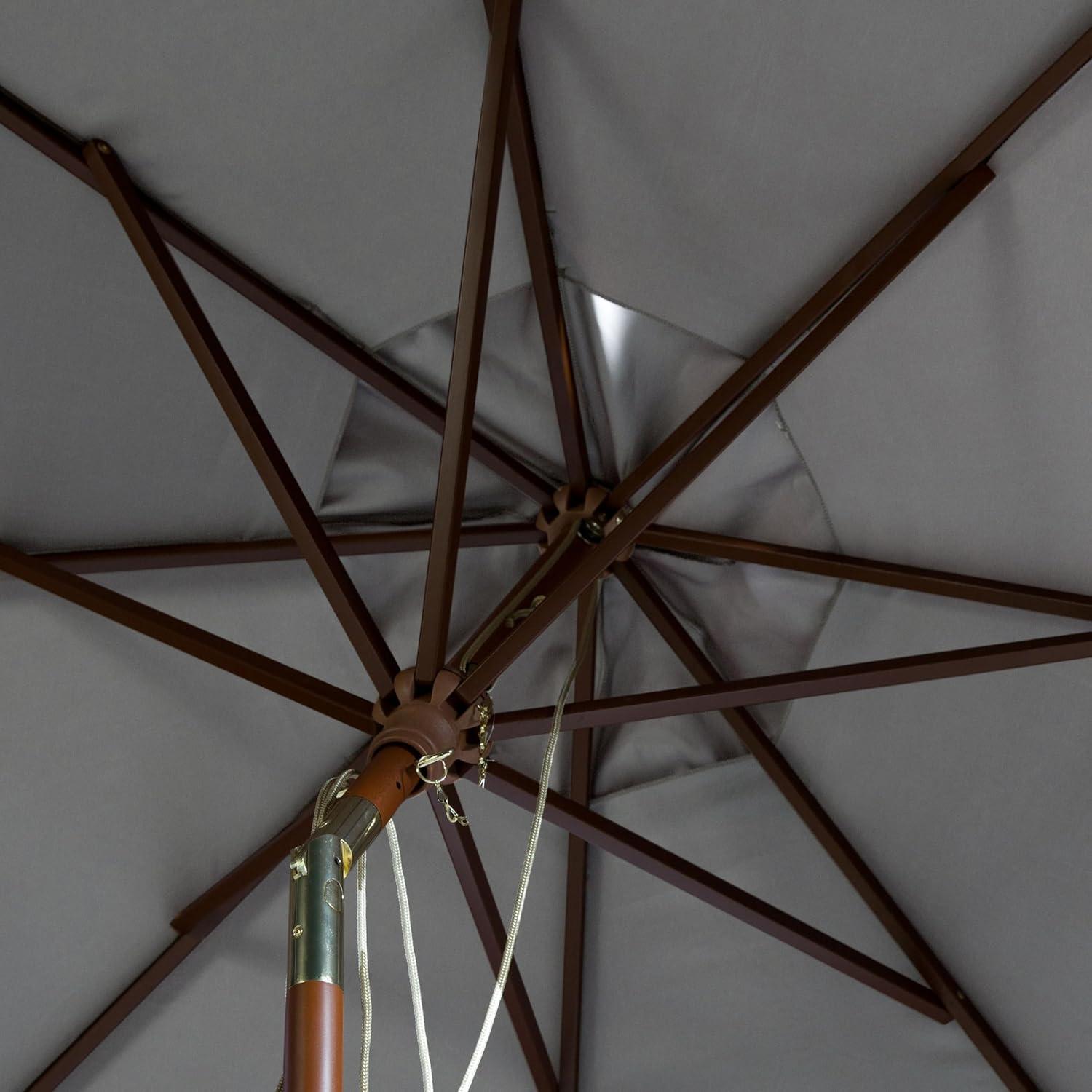 image:imageSafavieh PAT8009A Collection Cannes Beige 9Ft Wooden Outdoor Umbrella 9FootGray