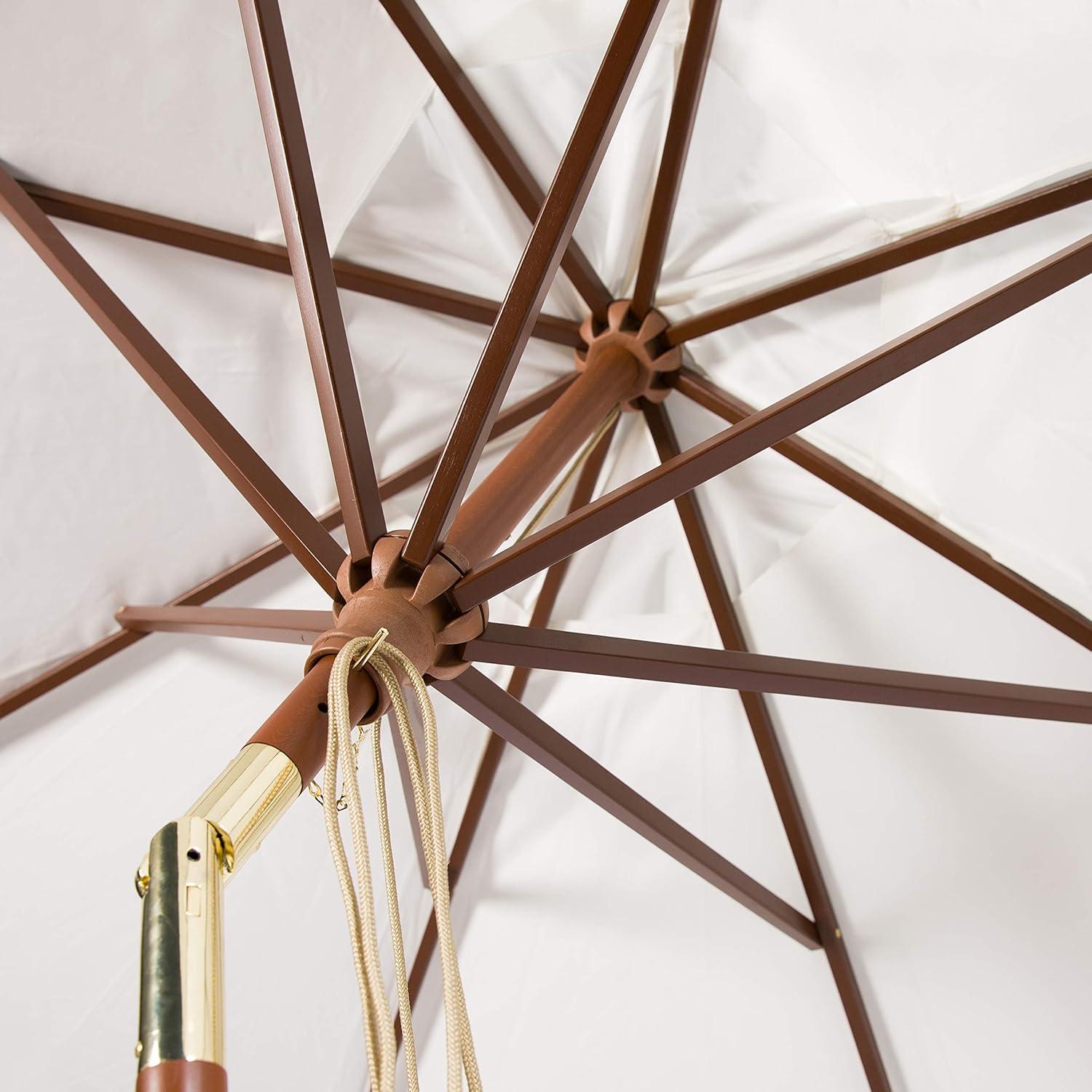 image:imageSafavieh PAT8009A Collection Cannes Beige 9Ft Wooden Outdoor Umbrella 9FootWhite