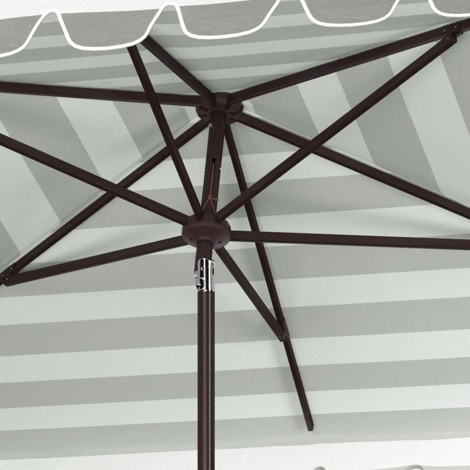 image:imageSafavieh PAT8311C Outdoor Vienna Navy and White 66 x 10 Rectangle Crank UV Protected UmbrellaGreyWhite