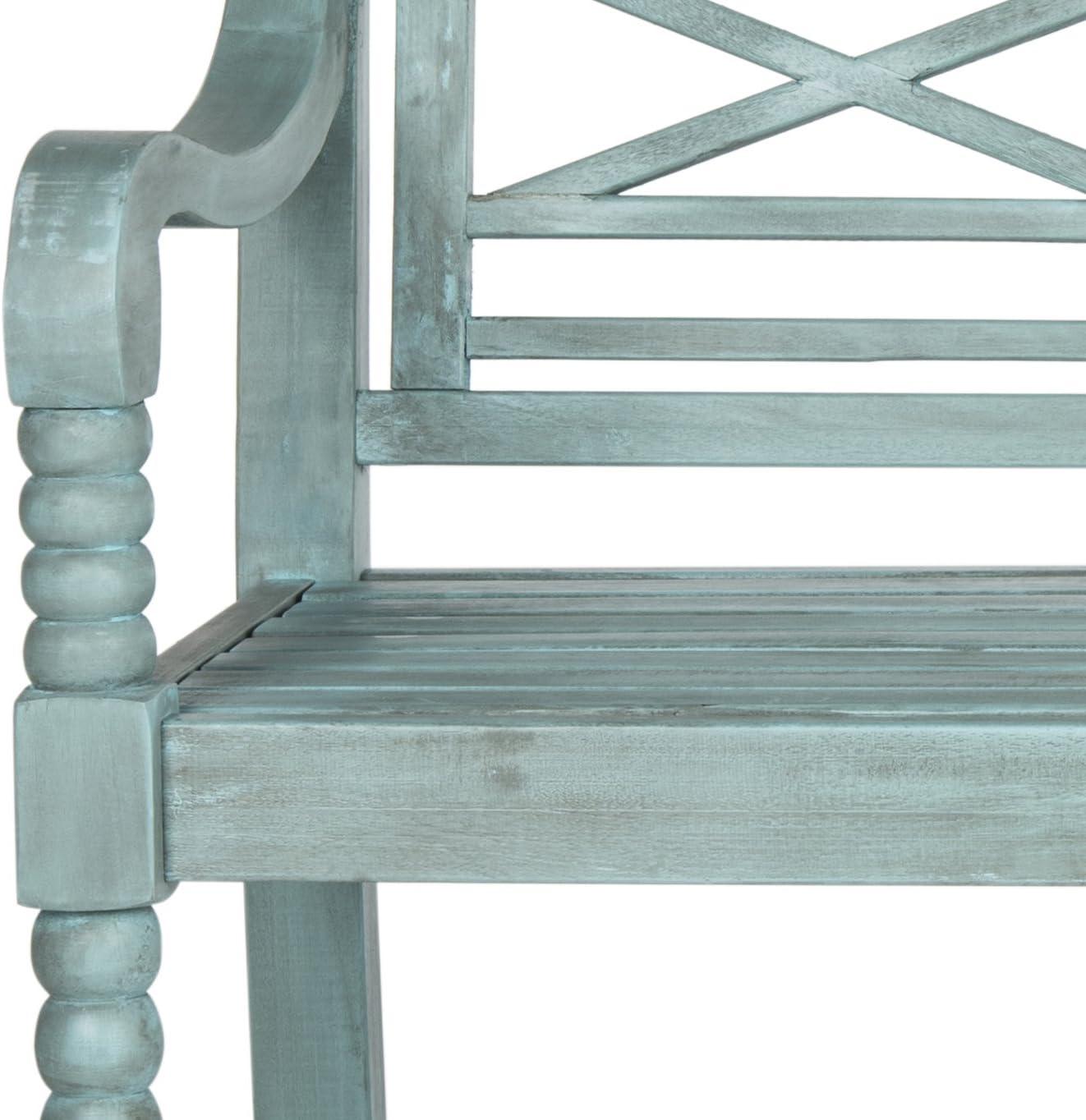 image:imageSafavieh Patio Collection Martin Adirondack Acacia Wood Bench Ash GreyBeach House Blue