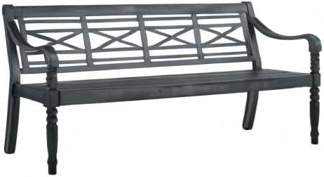 image:imageSafavieh Patio Collection Martin Adirondack Acacia Wood Bench Ash GreyDark Slate Gray