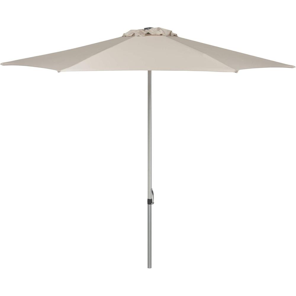 image:imageSAFAVIEH 9ft Outdoor Patio Umbrella Round Hurst Collection Navy Push up UV Resistant for Deck Backyard Poolside PAT8002CBeige