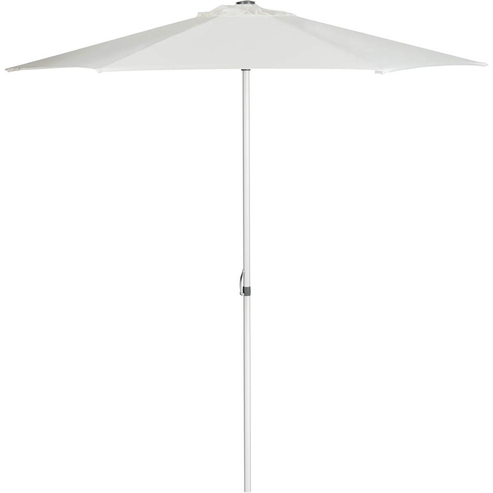 image:imageSAFAVIEH 9ft Outdoor Patio Umbrella Round Hurst Collection Navy Push up UV Resistant for Deck Backyard Poolside PAT8002CNatural