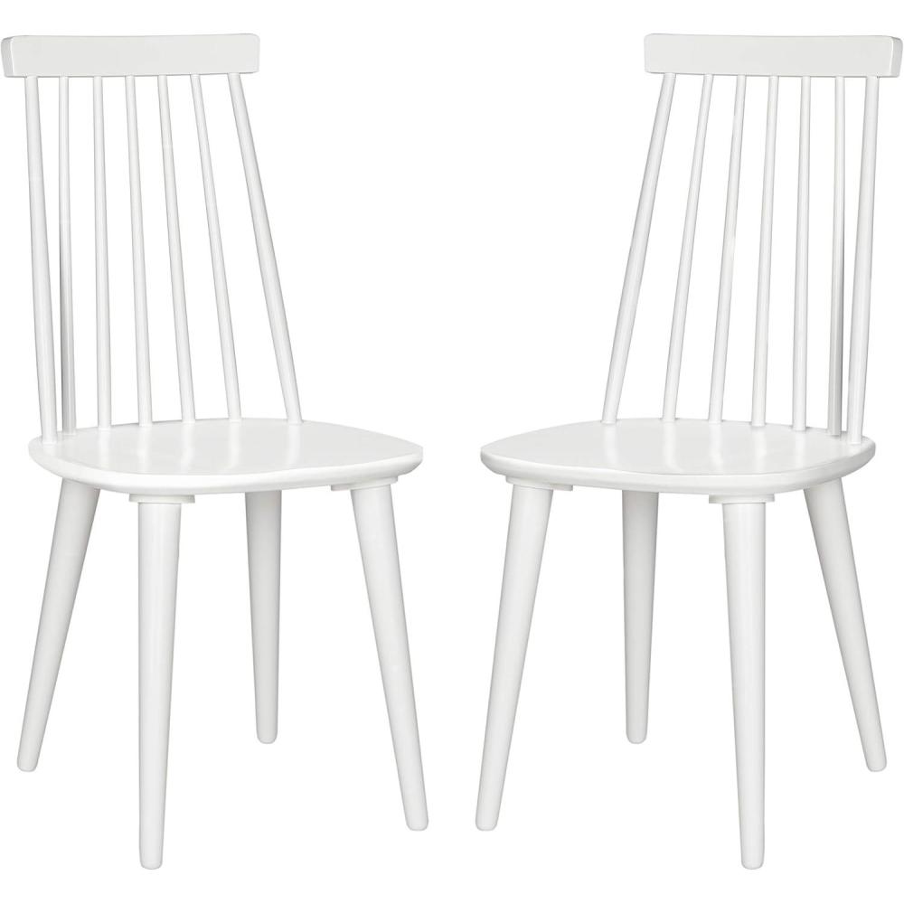 image:imageSAFAVIEH Home Collection Burris Farmhouse WhiteNatural Spindle Back Living Room Dining Room Bedroom Office Foyer Side ChairWhite